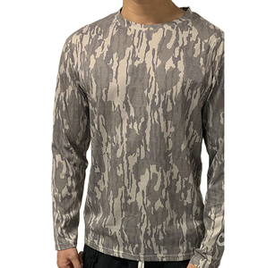Camiseta de manga larga extragrande con estampado sólido 100% algodón para hombre, camiseta táctica con patrón de camuflaje Bottomland para caza y camping. - Product Image 1