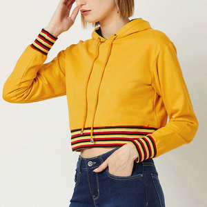 Sweat-shirt à capuche décontracté à manches longues pour femme, couleur jaune moutarde, hiver - Product Image 2