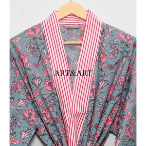 Elegante Bata Kimono de Algodón para Mujer, Ideal para Bodas, Damas de Honor, Ropa de Dormir de Verano y Ropa de Playa, Transpirable, de Secado Rápido, con Cuello en V - Product Image 4