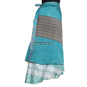 Jupe longue en soie réversible à double couche, style hippie, de qualité supérieure, bon marché et magnifique, type sari en soie. - Product Image 5