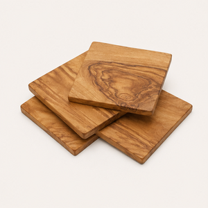 Handmade Natural Olive Wood Coaster Set Premium Square Wooden Drink Mats For <b>Coffee</b> <b>Table</b> Protection Eco-Friendly <b>Rustic</b> Home - Product Image 2