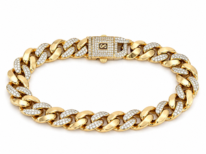 ELVORA <b>GEMS</b> Men's Natural 22K Gold Plated Fancy Dark Diamond <b>Bracelet</b> Brilliant Cut Hiphop Style Everyday Wear Model ELV061 - Product Image 3