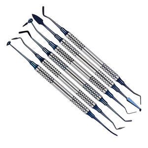 Juego de 6 Instrumentos Dentales de Composite con Recubrimiento de Titanio Azul, Acero Inoxidable, Antiadherentes, Kit de Restauración, Herramientas de Odontología - Product Image 1