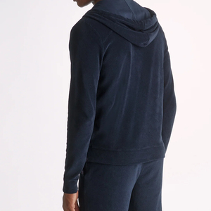 Conjunto de Sudadera con Capucha y Cremallera de Forro Polar Azul Marino para Hombre, Corte Regular, Ropa Casual de Otoño - Product Image 6