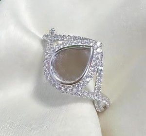 Handmade 18K Gold Plated 925 Sterling Silver 8x10mm Pear Bezel <b>Ring</b> <b>Blank</b> Breastmilk Resin DIY Keepsake Jewelry Finding - Product Image 2