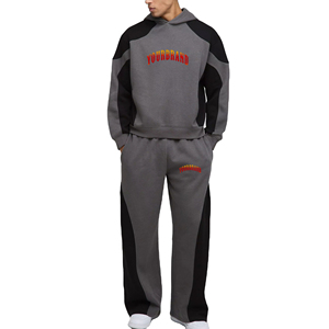 High Quality Acid Wash Flared Tracksuit Custom Screen Printed Men Tracksuits Set Heavyweight 2 Panel 100% Cotton OEM Tracksuit - Product Image 1