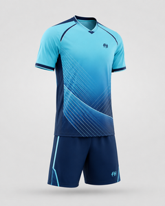 Fly Humble Men's Soccer Jersey Set V-Neck Short Sleeve Gradient Blue Moisture Wicking <b>Athletic</b> Wear All Seasons wholesale - Product Image 5