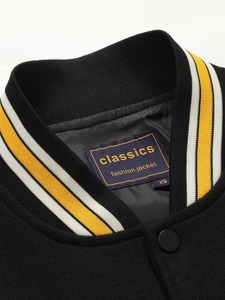 High Quality 100% Cotton Men's Black Varsity <b>Jacket</b> Embroidered Letter T Number 90 Patch Designs Casual Eco-Friendly Breathable - Product Image 2