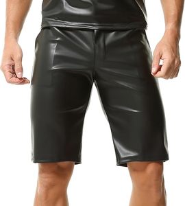 Shorts de jogging sans manches pour homme en cuir de vachette de qualité, avec fermeture éclair, motif uni, respirant, tissé, style urbain - Product Image 2