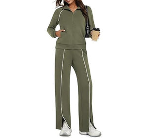 Ensemble décontracté 2 pièces pour femme Casly Lamiit – Collection Automne 2025 – Survêtement zippé et pantalon large rayé pour le voyage - Product Image 1