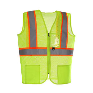 Chaleco de seguridad con cierre de gancho y bucle, reflectante de alta visibilidad, ANSI Clase 2, malla transpirable, diseño de liberación rápida, bolsillos - Product Image 2