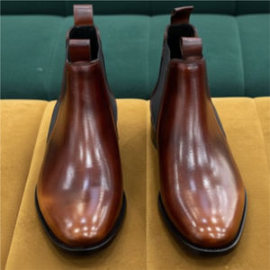 Chaussures pour hommes en cuir véritable respirantes, confortables, légères, à lacets, à bout carré, style outdoor, taille américaine - Product Image 1