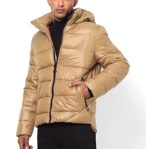 Custom Made Hooded Canvas Puffer Jacket for Men Women OEMODM <b>Quilted</b> <b>Winter</b> Coat with Front Logo Outdoor Warm Wear - Product Image 1