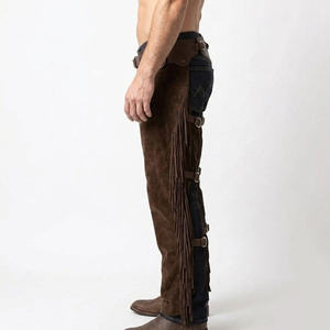 OEM Service Suede Leather <b>Chaps</b> Premium Brown Suede Leather Western Cowboy <b>Riding</b> <b>Chaps</b> With Fringes - Product Image 2