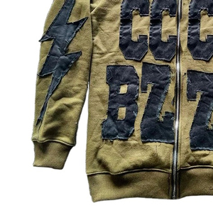 New Custom Logo Men's Distressed Hoodies Thick Blank Plain Zip Up Distressed Hoodies for Sale with Cheap Price - Product Image 2
