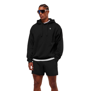 Sweat-shirt à capuche noir surdimensionné pour homme, en molleton épais, coupe décontractée, style streetwear athlétique - Product Image 5