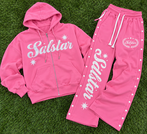 Conjunto de Sudadera con Cremallera Rosa y Pantalones Anchos para Mujer, Chándal Urbano Bordado Personalizado, Venta al por Mayor, Conjunto de 2 Piezas para Mujer - Product Image 6