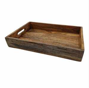 Plateau de service pour le petit-déjeuner en bois écologique fait main avec poignées, design rectangulaire - Product Image 4