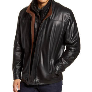 Blousons en cuir pour hommes, fermeture à boutons-pression personnalisée sur le devant, col montant, poignets à boutons-pression, entièrement doublés, veste en cuir véritable sur mesure - Product Image 6