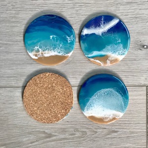 Personalized Eco-Friendly Handicraft Resin Coasters Customized Color Natural Shape Hand-painted Ocean Style Beach - Product Image 5