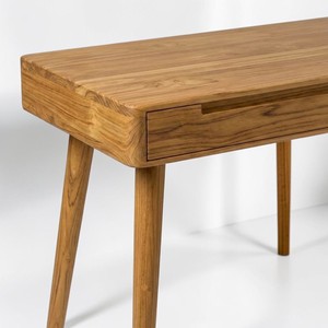 Scandinavian Kiln Dried <b>Solid</b> Teak <b>Wood</b> Writing <b>Desk</b> Home Office Computer Table with Wide Drawer Internal Dividers for Hotel - Product Image 5