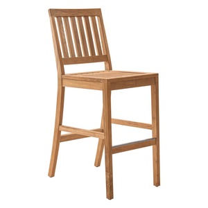 Modern Solid Wood Bar Chair Outdoor <b>Dining</b> Furniture Contemporary Design Durable Frame Natural Finish - Product Image 1