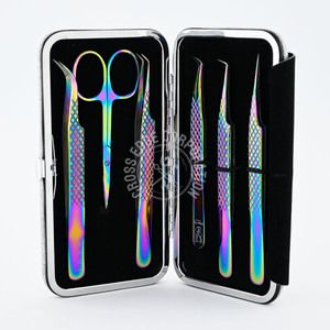 Pinzas de belleza de acero OEM al por mayor, aplicador de pestañas de fibra de 45 grados, curvado, antiácido, para volumen individual, de acero inoxidable - Product Image 6