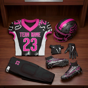 Conjunto de Uniforme de Fútbol Americano para Hombre, Negro y Rosa, Cuello en V, Sublimado, Transpirable, Ajustado, Manga Corta, Número de Equipo 23 - Product Image 5