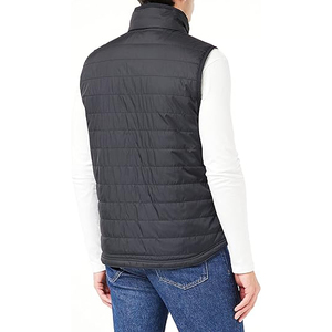 <b>Men's</b> <b>Black</b> Stand Collar Puffer <b>Vest</b> Zipper Closure Windproof Casual Winter Solid Color Polyester Shell Regular - Product Image 2