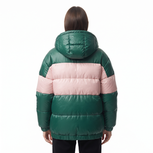 Manteau matelassé à capuche pour femme, color block, coupe ajustée, chaud, pour l'hiver - Product Image 2