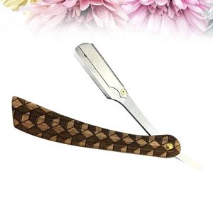 Rasoir de coiffeur en acier inoxydable au design à la mode Premium Perfection avec manche en bois Soins de haute qualité Style roches grises - Product Image 4