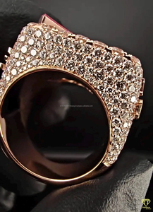 Luxury Hip Hop Big Boss Ring Iced Out Gold Plated Lab Grown Diamond Men Statement Jewelry Rapper Style Fashion Ring Supplier - Product Image 2