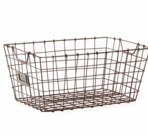 Fine Quality <b>Rectangular</b> Metal Wire <b>Storage</b> <b>Basket</b> With Handles Rustic Style Multi Purpose Neatening Container - Product Image 1
