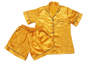 Ensemble de pyjama pour femmes 100% coton, manches courtes, couleur unie, boutons sur le devant, col rabattu, vêtements de nuit décontractés, style été - Product Image 6
