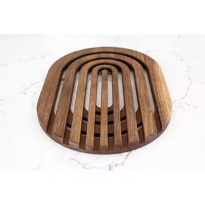Trivets natural wood square ornate filigree scroll cutout heat-resistant insulation pad for dining <b>table</b> <b>protection</b> trivets - Product Image 6