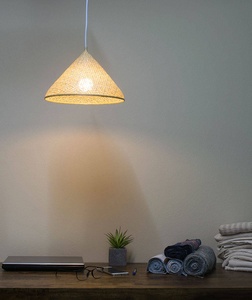 Handmade Bamboo Pendant Lamp Woven Cone Light Boho Rustic <b>Decor</b> Eco Friendly <b>Ceiling</b> Lighting OEM Supplier Vietnam - Product Image 3