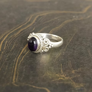 Designer Amethyst Gemstone 925 Sterling Silver Handcrafted <b>Ring</b> - February Birthstone Filigree Design Jewelry - Product Image 2
