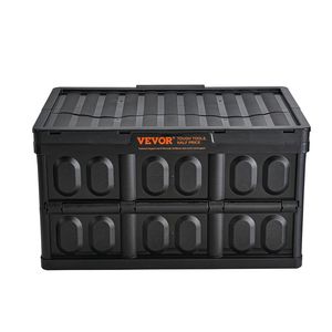 45L Collapsible <b>Plastic</b> <b>Storage</b> Bins Lids 3 Pack Foldable Stackable Utility <b>Crates</b> Handles Large Heavy Duty Containers for - Product Image 1