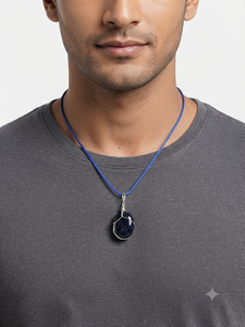 Colgante de cristal de Goldstone azul natural pulido con forma de alambre grabado, de moda, de Gujarat - Para el Día de la Madre y ocasiones de negocios - Product Image 5