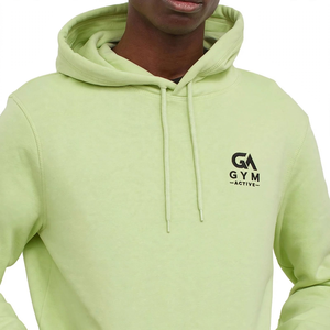 Sweat à capuche unisexe GYM Active pour homme, en maille 340 GSM, vert clair, avec motif lettres, cordon de serrage, logo frontal, coupe classique, 100% coton - Product Image 3