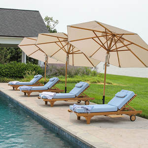 Chaise longue inclinable en teck de qualité supérieure avec coussin – Chaise longue de piscine extérieure pour villa et club de plage - Product Image 3