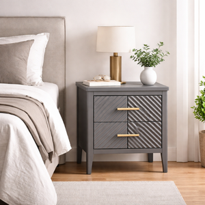 CAIRNDALE Modern Design Wooden Nightstands <b>Bedside</b> <b>Table</b> 2 Drawers Assembled Eco-Friendly Villa Living Room Bedroom Furniture - Product Image 3