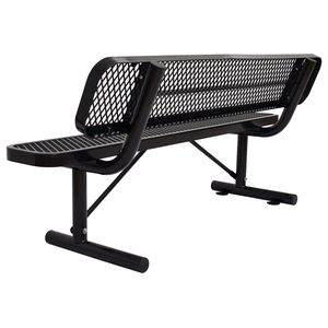 Banc d'extérieur en acier noir de 6 pieds avec dossier pour usage en terrasse - Product Image 3