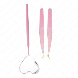 Juego de Pinzas y Espejo para Pestañas de 3 Piezas Premium, Logotipo y Color Personalizados, Puntas Puntiagudas de Acero Inoxidable, Herramientas de Belleza Duraderas - Product Image 2