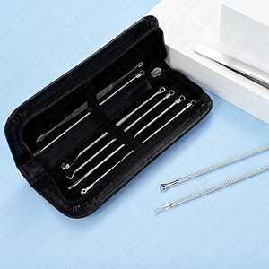 Kit professionnel de 7 extracteurs d'acné en acier inoxydable, nettoyeur de pores, soin du visage - Product Image 5