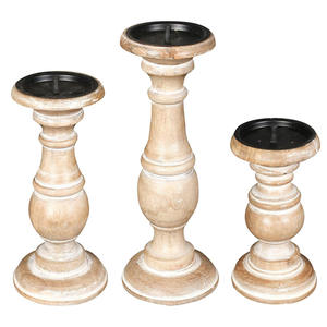 Gran oferta de portavelas de pilar de madera de mango, Juego de 3, proveedor mayorista personalizado, portavelas de madera decorativo para decoración del hogar - Product Image 2