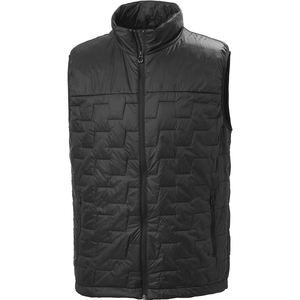 Chaleco Acolchado Negro para Hombre, Cuello Alto, Cierre de Cremallera, Cortavientos, Chaqueta Casual de Invierno, Relleno de Poliéster, Patrón Geométrico, Corte Regular - Product Image 1