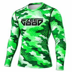 เสื้อแรชการ์ดแขนยาวพิมพ์ลายพรางแบบ OEM สำหรับผู้ชาย ป้องกันแสงแดด UPF50+ เหมาะสำหรับเล่นเซิร์ฟ ตกปลา และกิจกรรมกลางแจ้ง - Product Image 1