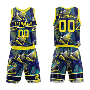 Maillots d'équipe personnalisés imprimés pour hommes avec shorts, OEM ODM, vêtements de sport personnalisés, kits respirants en gros, uniforme de basketball - Product Image 4