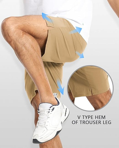 Shorts de sport slim fit pour hommes avec cordon de serrage et poches fonctionnelles, shorts de gym légers avec option poche cargo - Product Image 4
